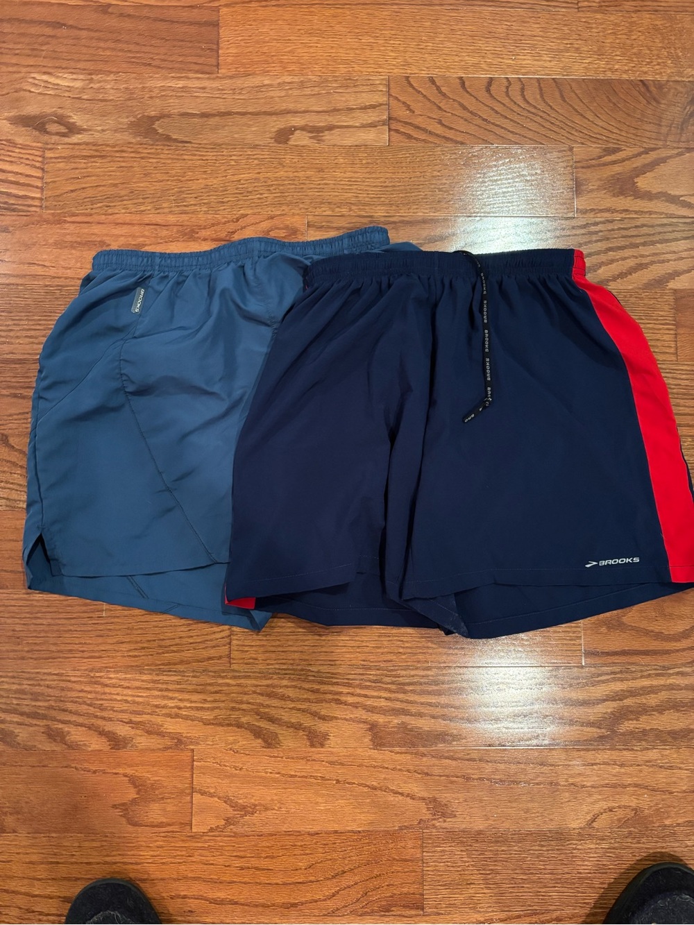 Brooks Men's Shorts LOT (2)- Blue and Navy/Red, Small